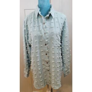 Hotouch Shirt Womens Small Oversized Puff Polka Dots Boho Cottagecore Shirt NWT